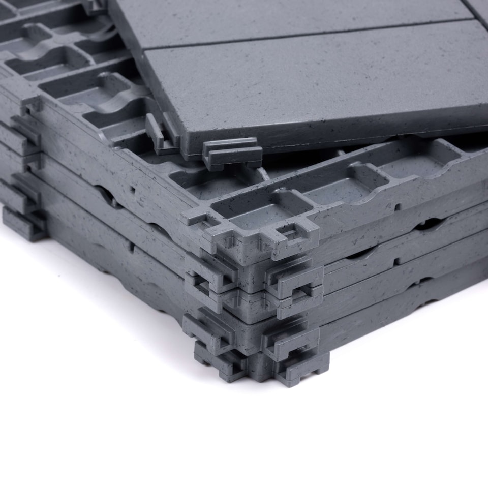 image 1 of Mosaic Garden Patio Interlocking Composite Decking Tiles - Light Grey | Grey | Light Grey | Pack of 40