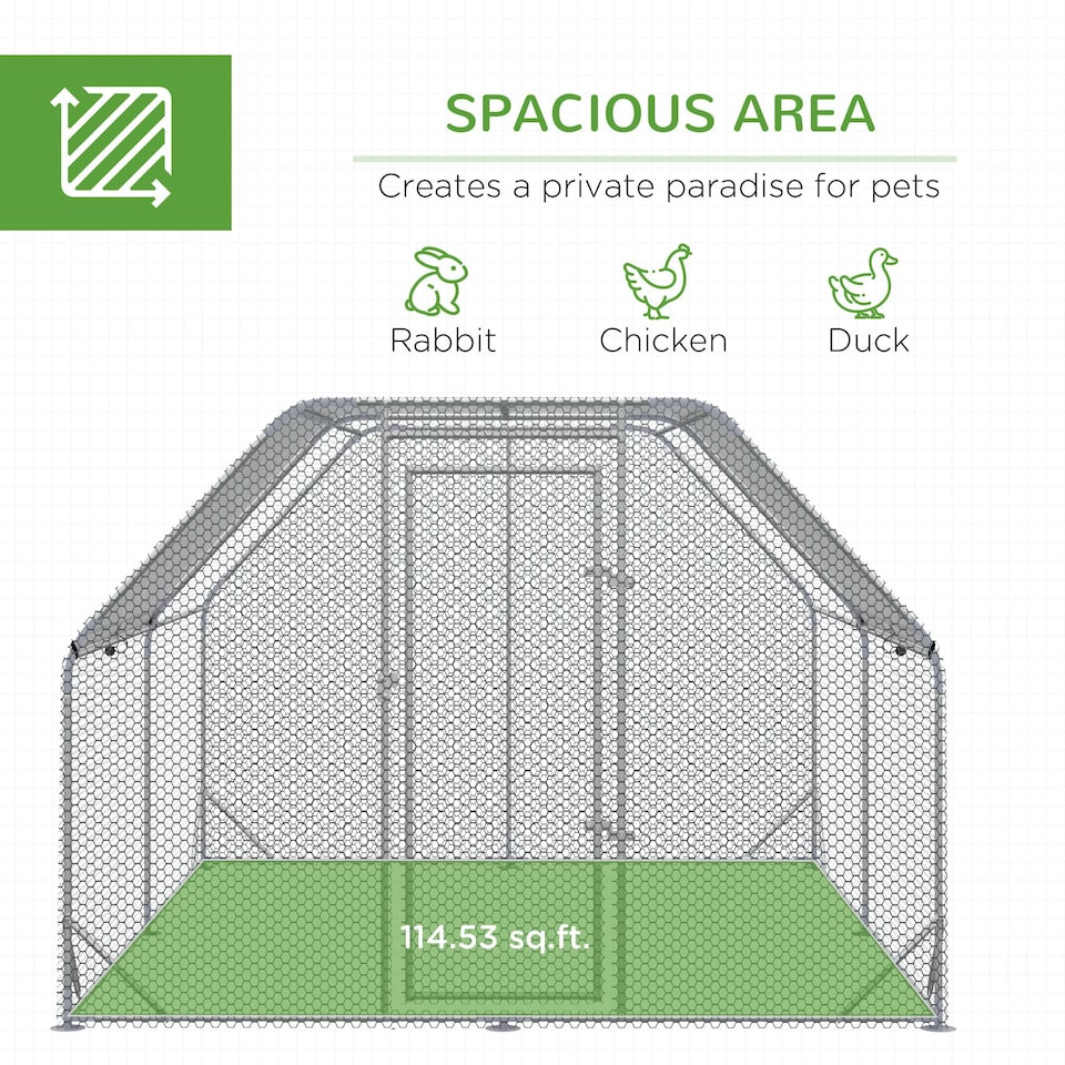 image 1 of PawHut Chicken Run W/ Roof, Walk In Chicken Coop for 10-12 Chickens, Hen House