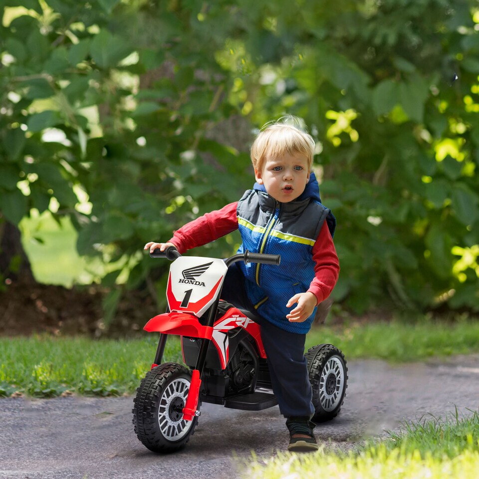 image 1 of HOMCOM Honda Licensed 6V Kids Electric Motorbike, Three Wheel Ride On Motorcycle Car with Horn, Sound, for Ages 18-36 Months - Red