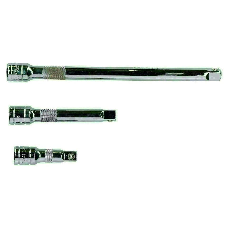 image 1 of 1/2" Drive 3pc Straight Socket Extension Bar Set 75mm 125mm 250mm