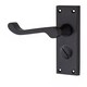 image 4 of Golden Grace Victorian Scroll Privacy Door Handle in Matt Black Finish with 3" Ball Bearing Hinges & 2.5" Tubular Latch - 120mm x 40mm Backplate Black
