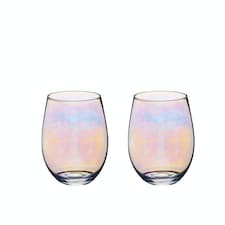 BarCraft Iridescent Glass Tumblers Set of 2 Clear
