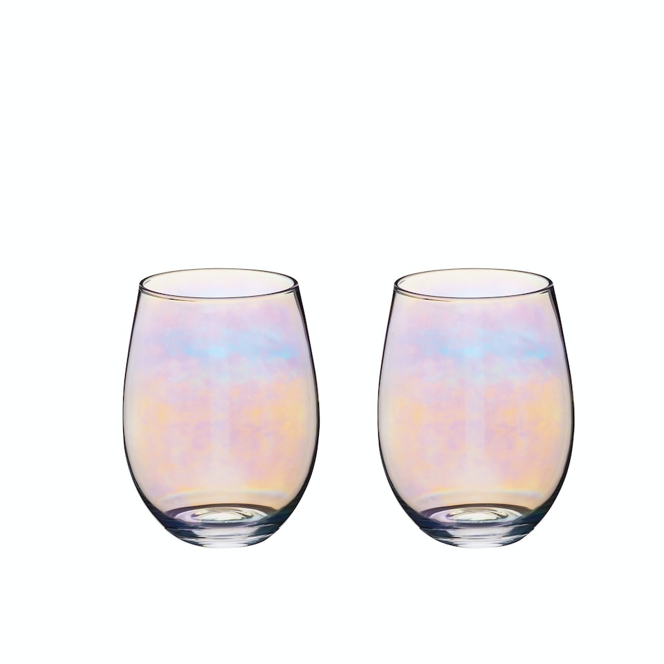 image 1 of BarCraft Iridescent Glass Tumblers Set of 2 Clear