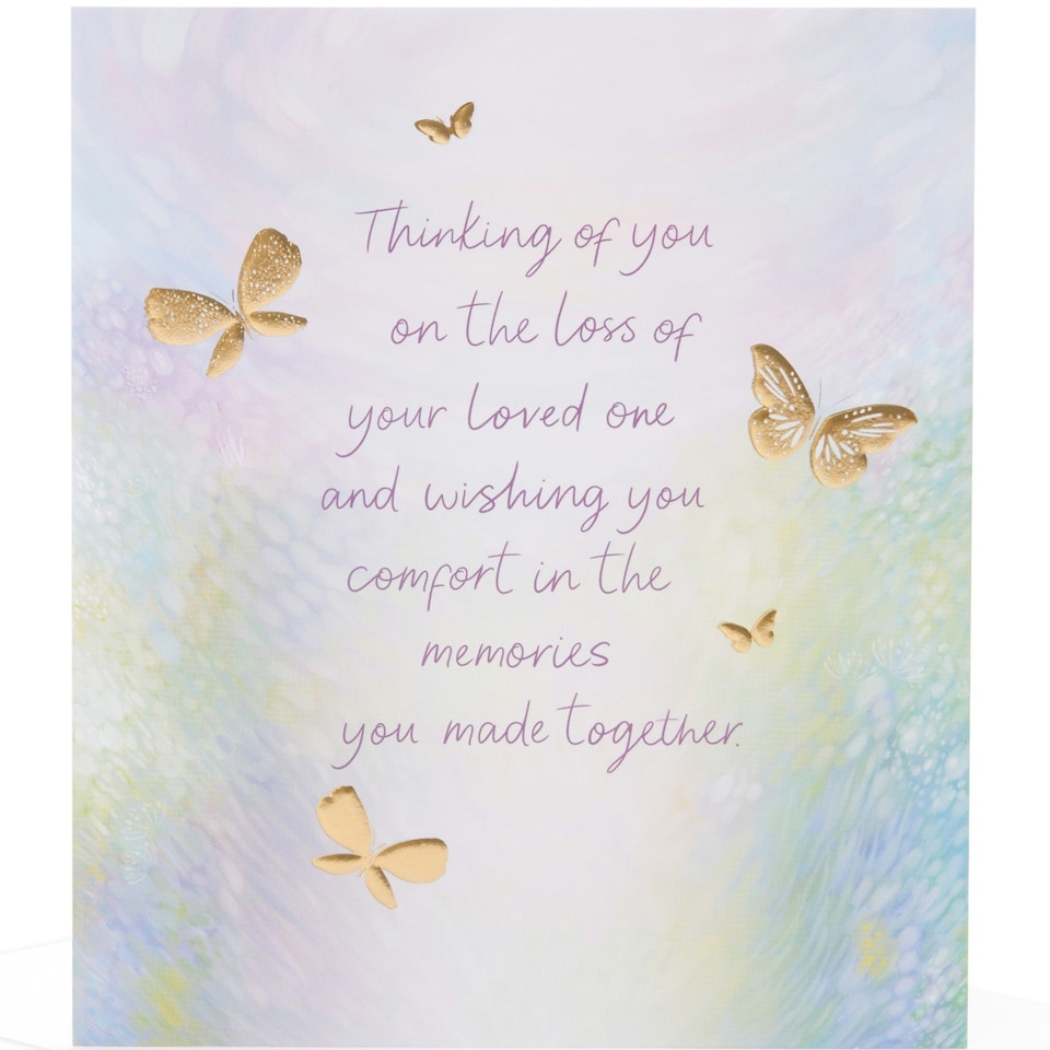 image 1 of Sympathy Loss of Loved One Card - Foil Butterflies