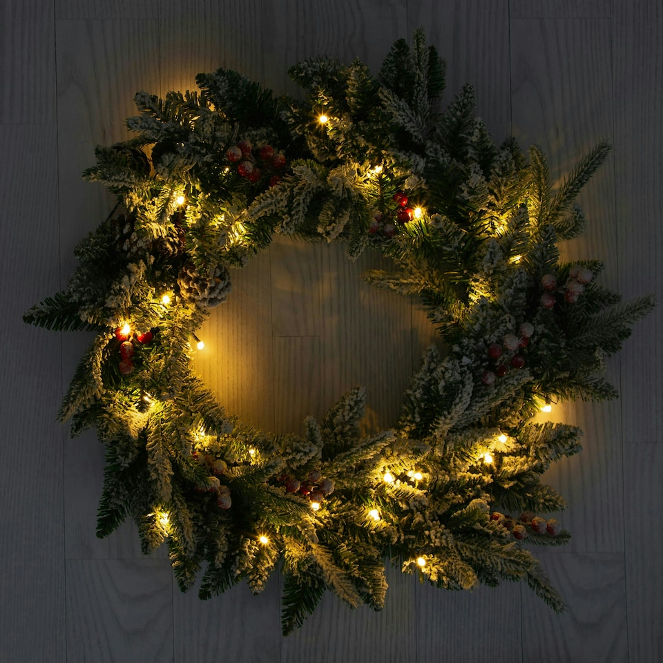 image 1 of Premium Collection 60cm Pre-Lit Wreath