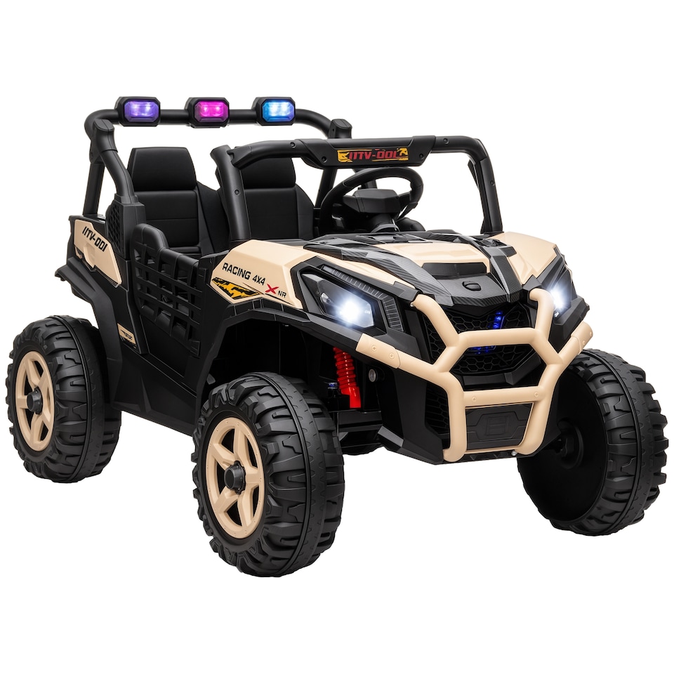 image 1 of AIYAPLAY Kids Electric Ride on Car 2-Seater, 24V Truck UTV with Remote Control, Suspension System, LED Lights, Horn, Music, for 3-8 Years, khaki