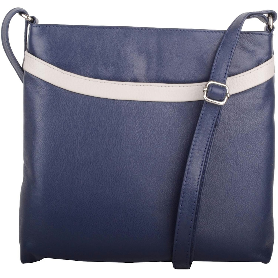 image 1 of Smart Genuine Leather Cross Body / Shoulder Bag Multi Blue | Navy/White