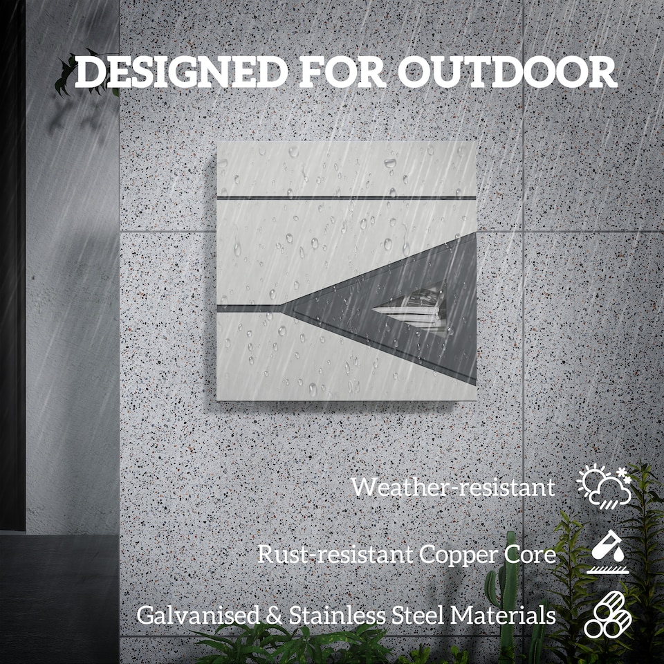 image 1 of HOMCOM Wall Mounted Post Box with Viewing Window, 2 Lock, Modern Galvanised Steel Mailbox with Copper Core, Weatherproof Letterbox for Outdoor Use, Easy to Install, Silver | Silver