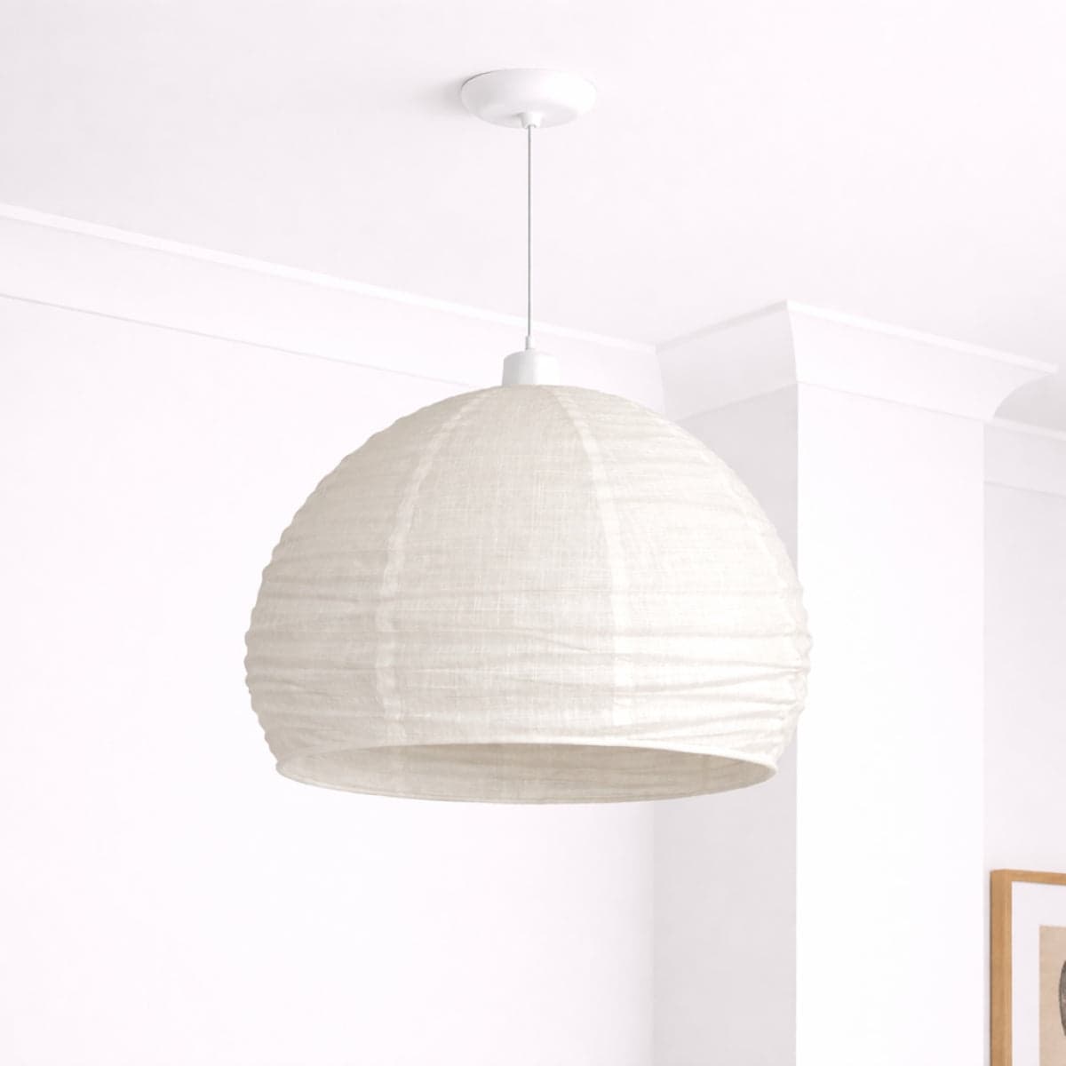 CGC Hester White Linen Large Round Open Easy-Fit Handmade Lampshade