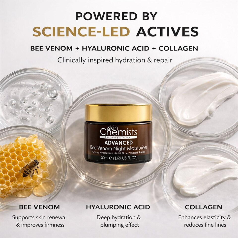 image 1 of skinChemists Pro-5 Collagen Anti-Ageing Bee Venom Night Moisturiser 50ml for Firmness and Collagen Support