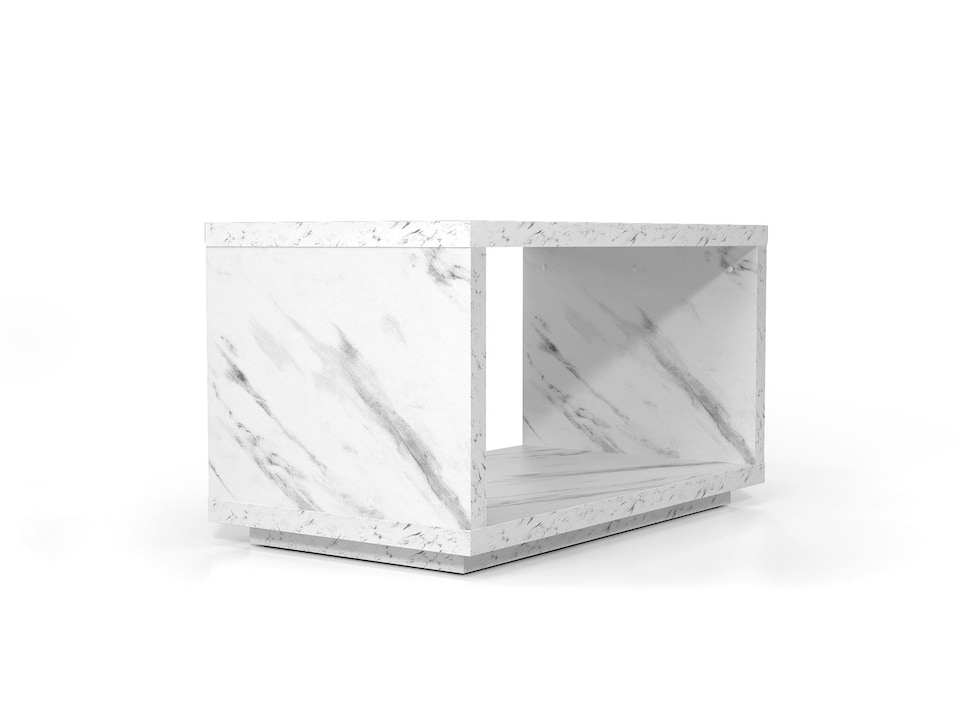 image 1 of Marble Coffee Table Small White Marble Effect Modern Living Room Table with Storage Shelf Cari