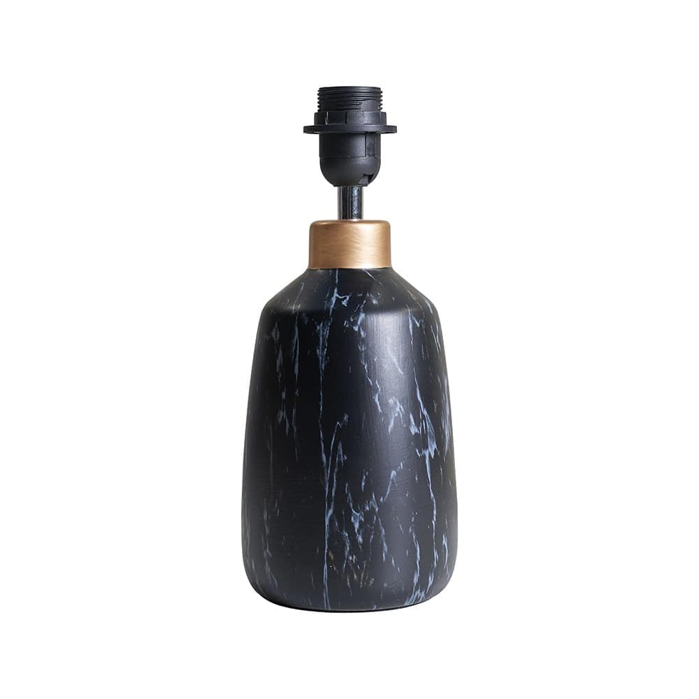 ValueLights Selma Copper Caped Black Marble Effect Table Lamp Base