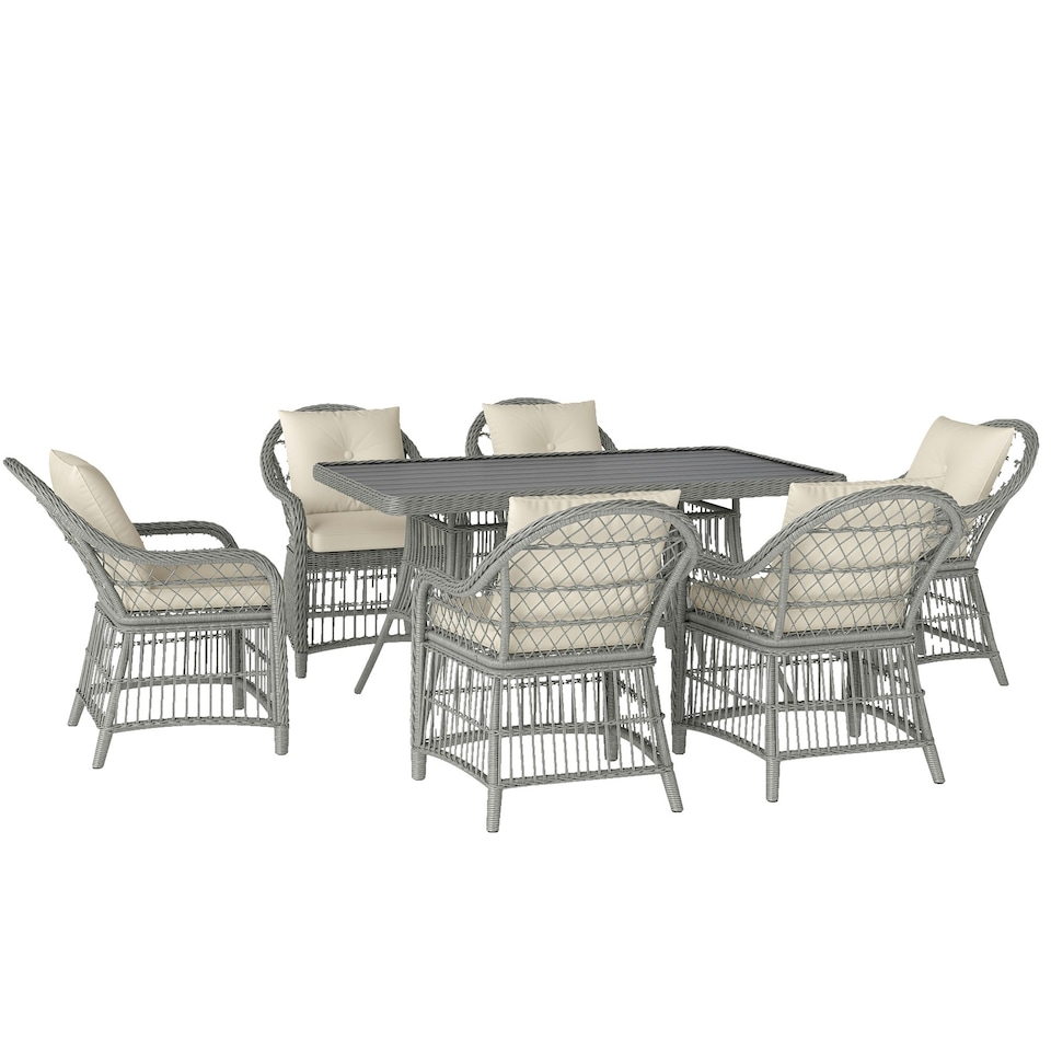 image 1 of Outsunny 6-Seater Rattan Set Aluminium Frame Grey