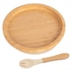 image 1 of Tiny Dining Bamboo Round Baby Weaning Plate & Fork Set - Beige