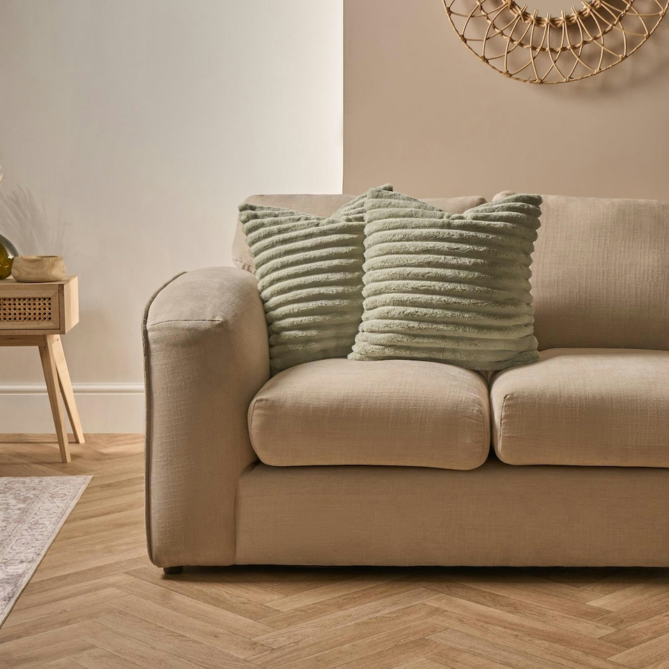 image 1 of OHS 4 x Faux Fur Matte Velvet Fleece Thick Ribbed Cushion Covers, 45x45cm - Sage Green | Green | Sage | 45x45cm | 4