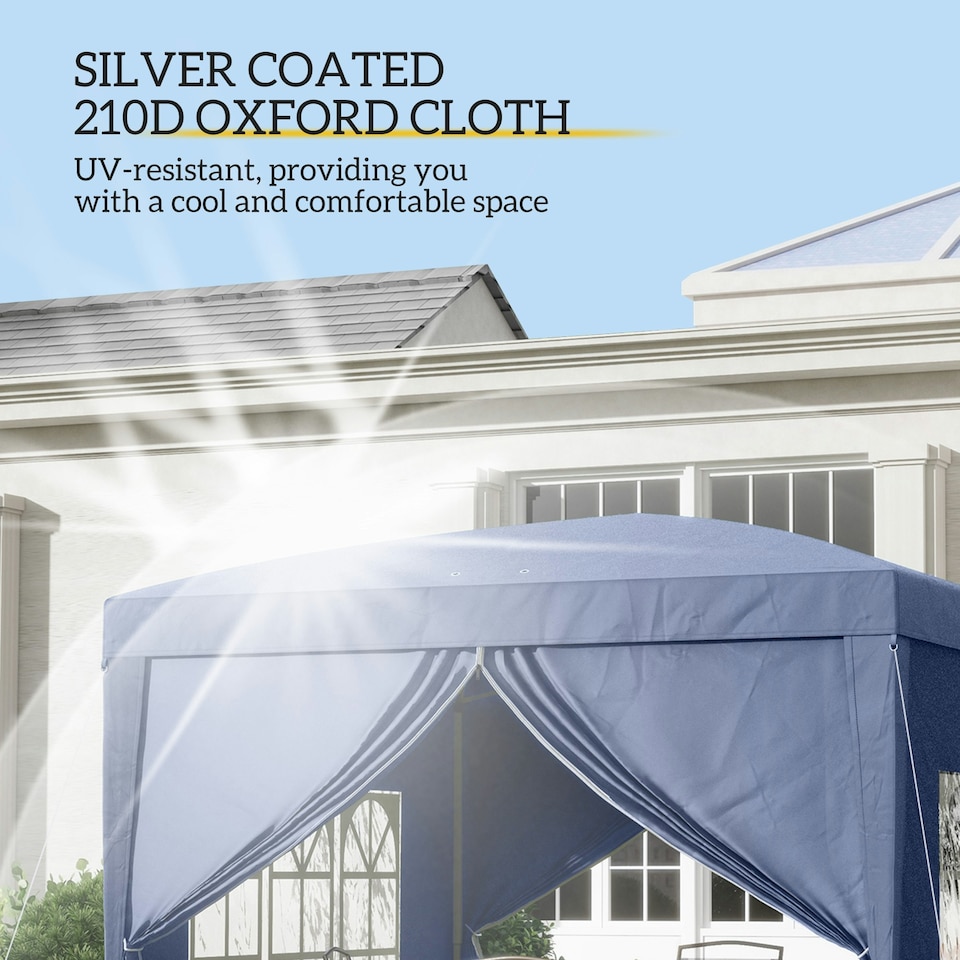 image 1 of Outsunny 3mx3m Pop Up Gazebo Party Tent Canopy Marquee with Storage Bag Blue