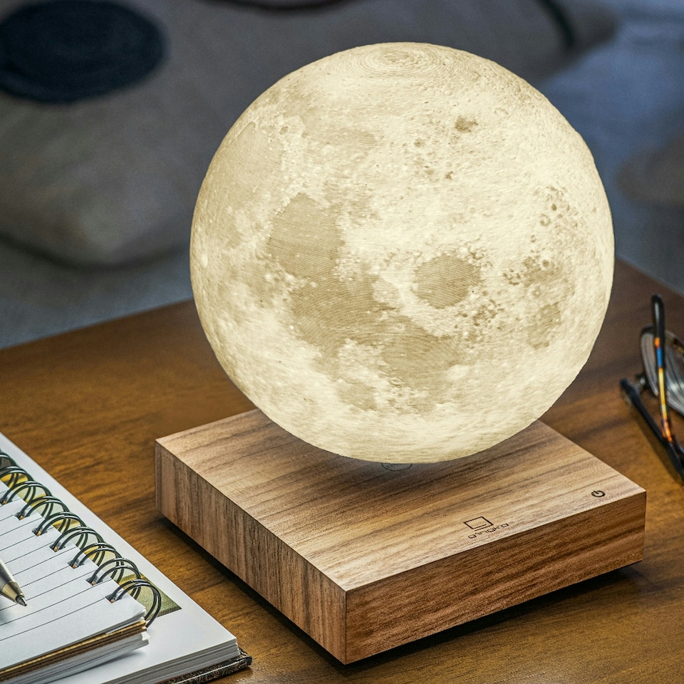 image 1 of Gingko Design Smart Moon Lamp Natural Walnut Wood