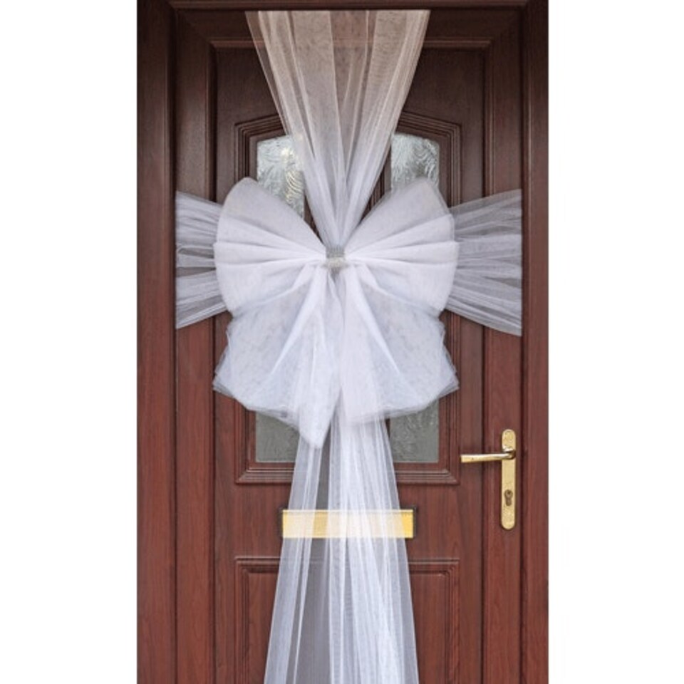 White Deluxe Pre-Made Door Bow Decoration