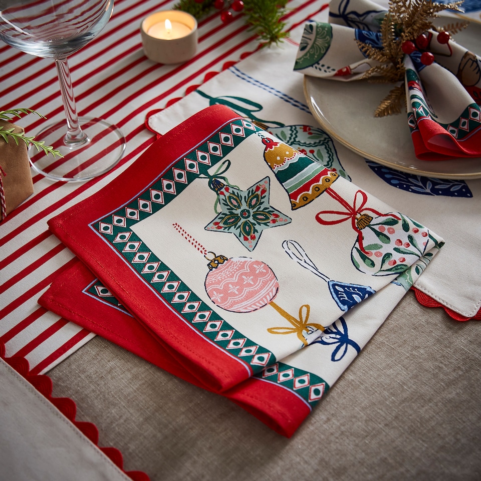image 1 of Ulster Weavers Christmas Ornaments Napkins - 2 Pack Multi