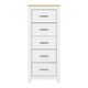 image 3 of Portland 5 Drawer Narrow Chest - L40 x W48 x H114 cm - White/Oak Effect