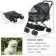 image 4 of PawHut Pet Stroller Dog Foldable Travel Carriage with Reversible Handle, Grey