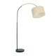 image 3 of ValueLights Louis Black Arched Curved Floor Lamp with Natural Fabric Drum Lamp Shade and LED Bulb