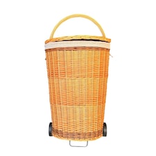 Full Buff Willow Wheeled Shopping Basket Brown
