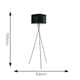 image 3 of ValueLights Camden Black Tripod Floor Lamp Black Velvet & Gold Shade & Bulb Black
