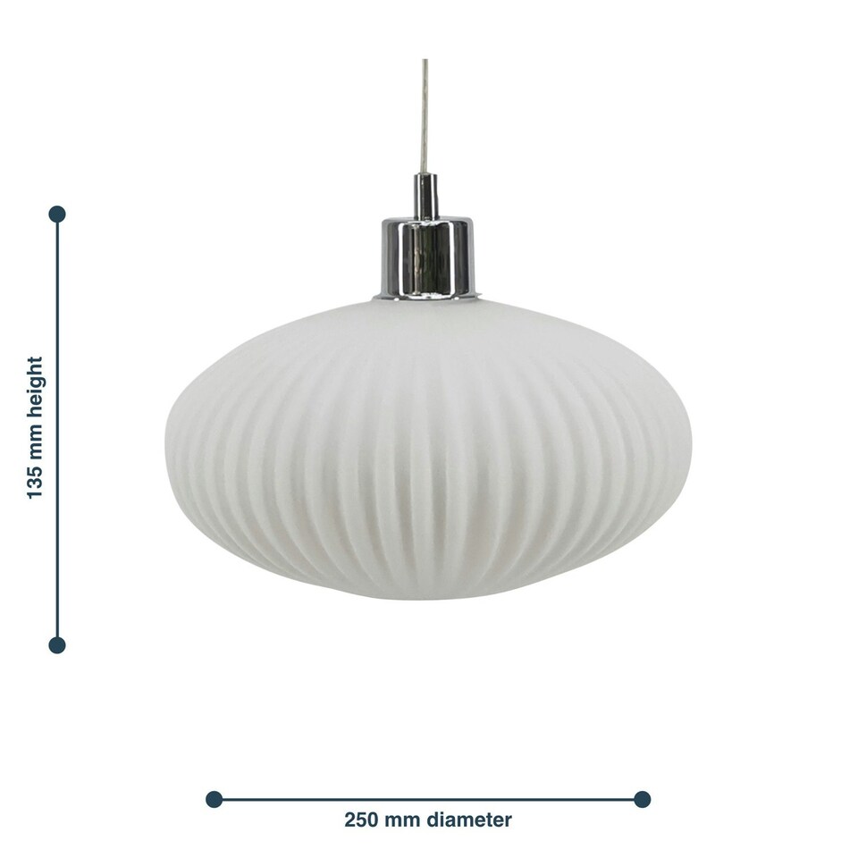 image 1 of First Choice Lighting Set of 2 Baton White Ribbed Glass Easy Fit Pendant Shades White