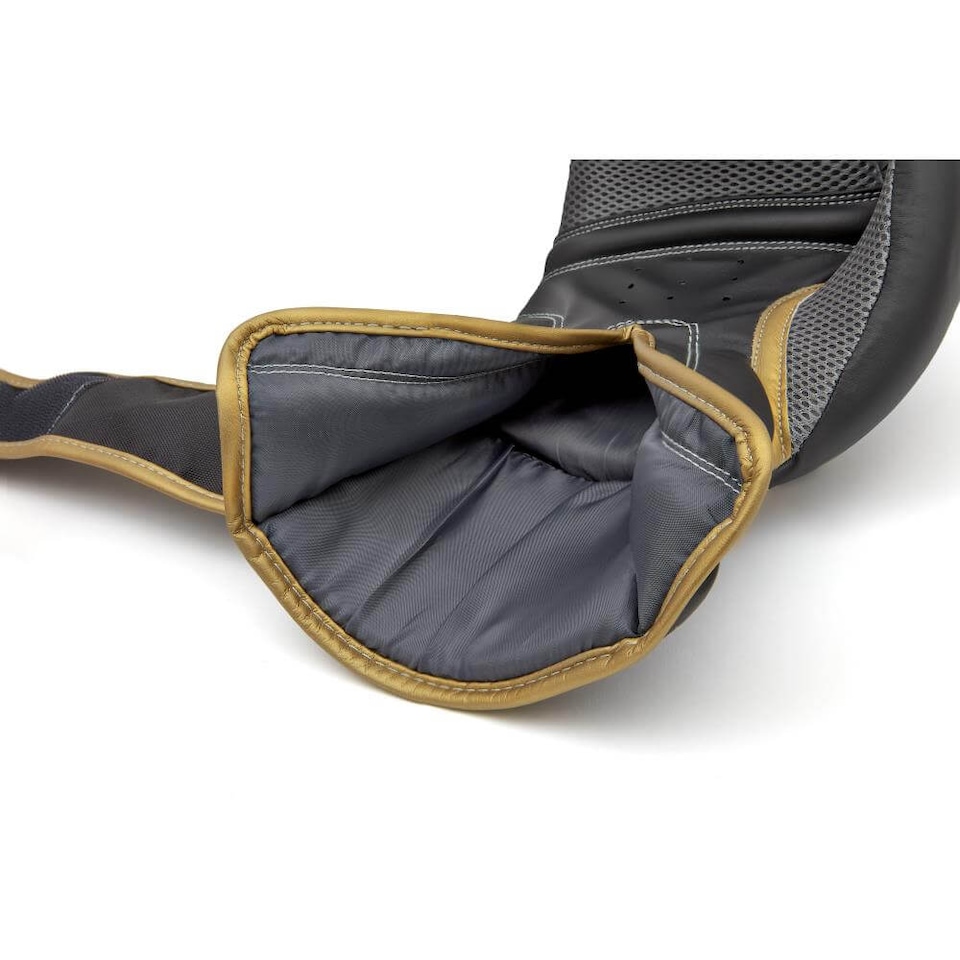 image 1 of Reebok Boxing Gloves, Gold/Black, 14oz Synthetic Leather with Breathable Mesh Palms | Black | Gold/Black | 14oz