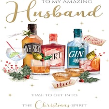 Embellished Hand-Finished Xmas Spirit Husband Christmas Card