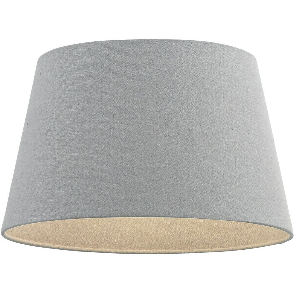 Loops 8" Inch Round Tapered Drum Lamp Shade Grey Linen Fabric Cover Simple Elegant