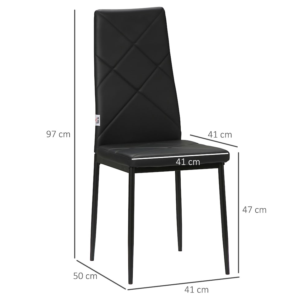 image 1 of HOMCOM 4-Pieces Dining Chairs, Faux Leather Kitchen Chairs, Black Black