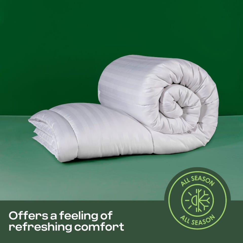 image 1 of MHG Living 10.5 Tog All Season Striped Duvet|Anti-Allergy Hypoallergenic Hollowfibre Quilt|White|Single