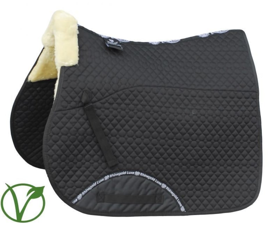 image 1 of Rhinegold Luxe Fur Lined Saddle Cloth | Black | Colour: Black/Natural
Size: Full