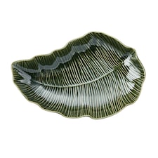 Mikasa Serving Dish Green Stoneware Leaf Shaped 31.5cm | Green