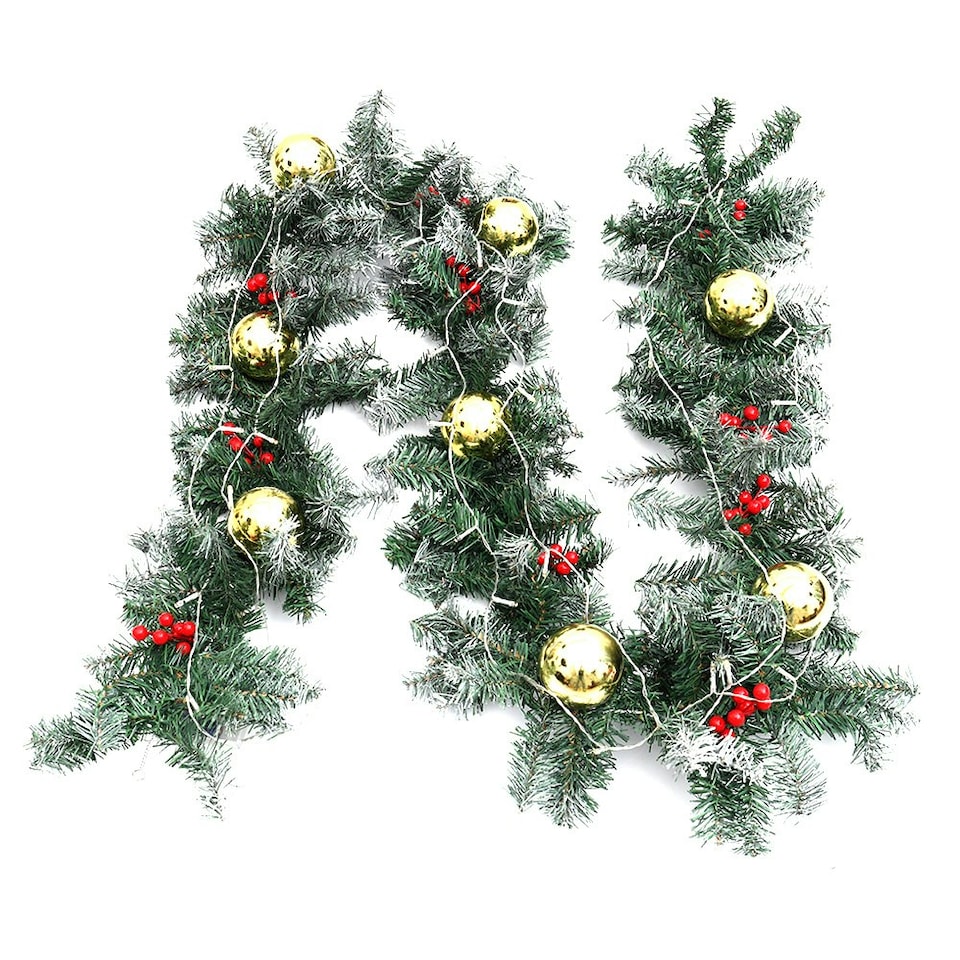image 1 of Living and Home 270cm Pre-lit Artificial Greenery Christmas Garland Decor