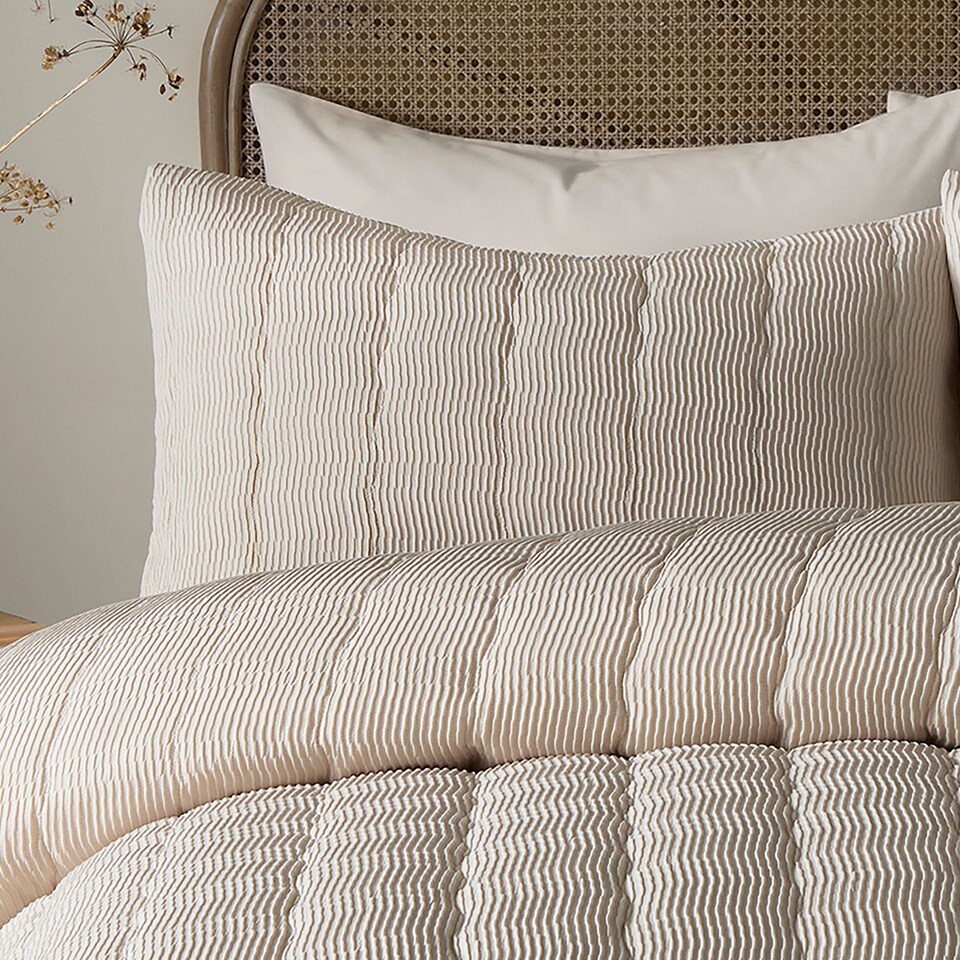 image 1 of Serene Crinkle Wave Duvet Cover Set Natural