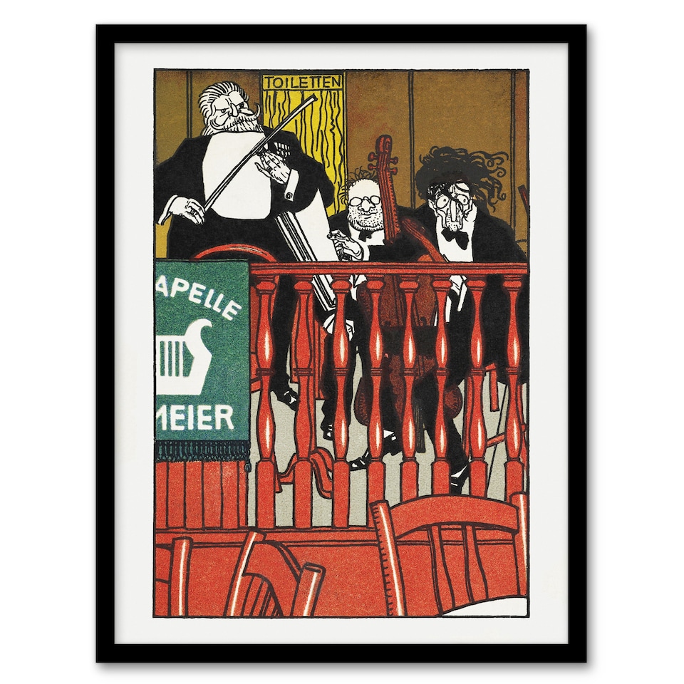 image 1 of Moriz Jung Salon Orchestra Meier Musicians Caricature Framed Wall Art Print A3