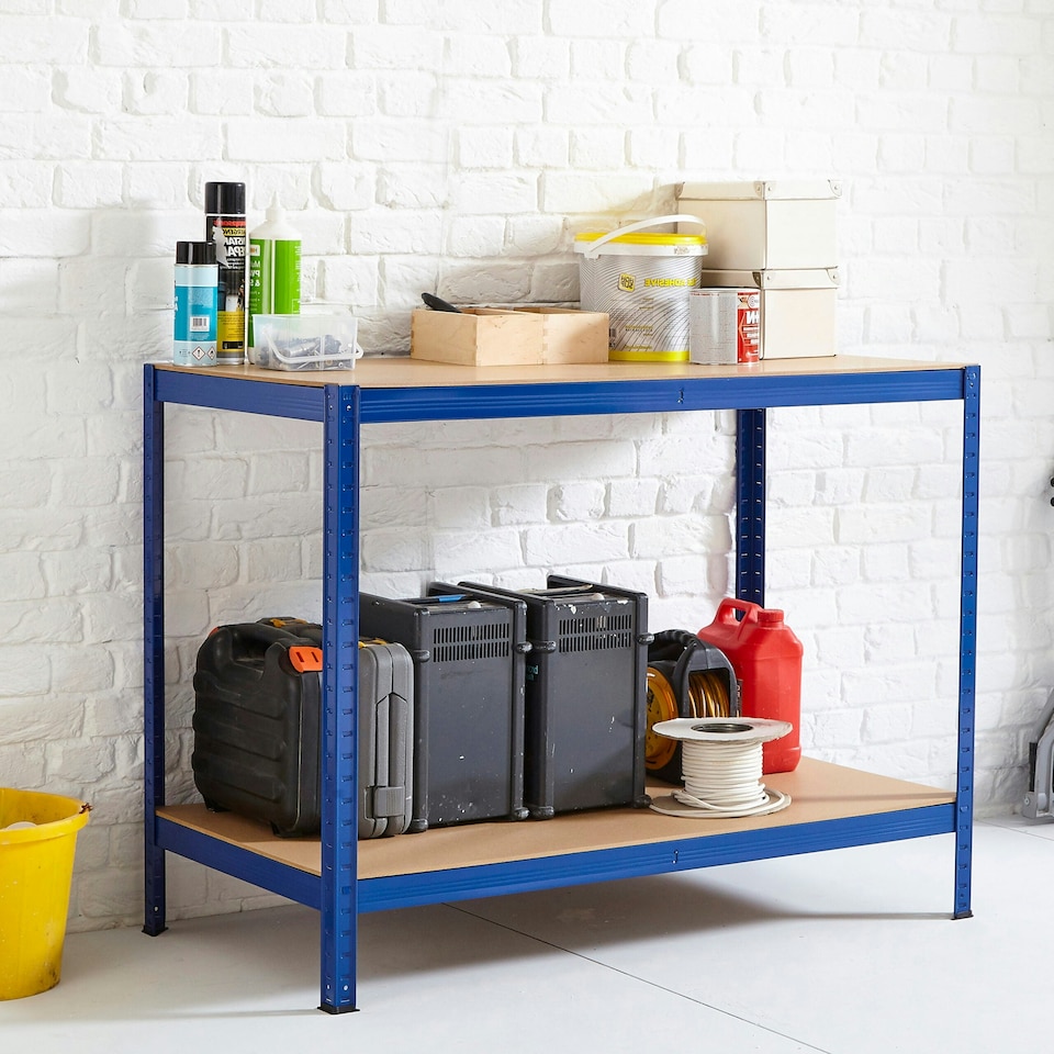 image 1 of Blue Metal Garage Workbench Blue