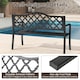 image 4 of COSTWAY 128CM Patio Bench Slatted Metal Garden Loveseat Black