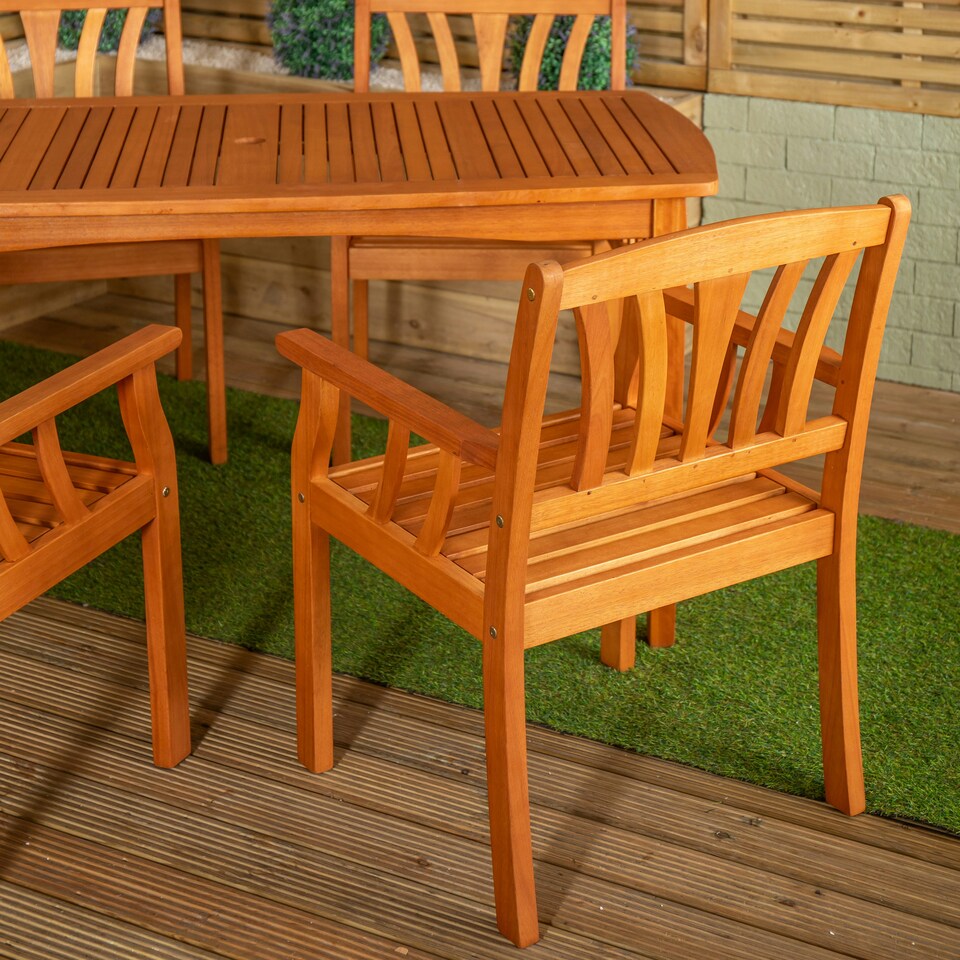 image 1 of Outdoor 4 Person Rectangular Wooden Dining Table & Chairs Set