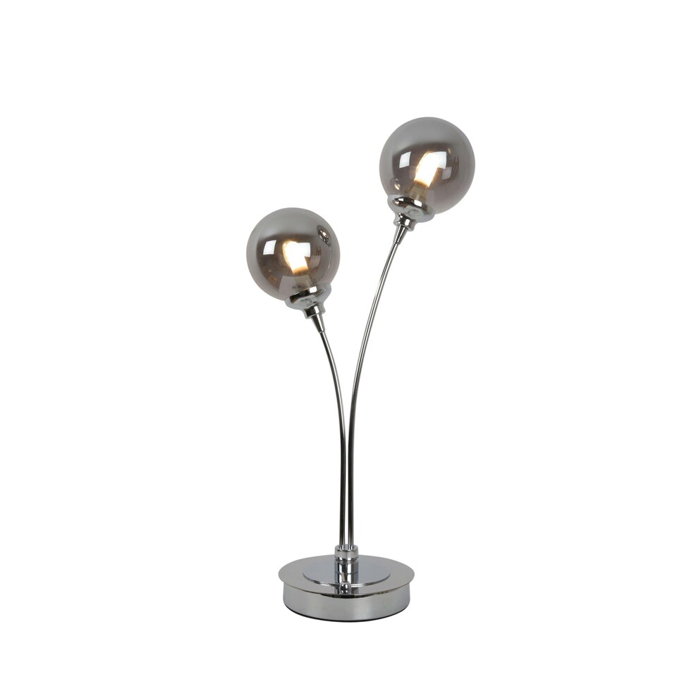 image 1 of Bungo 2 Light Polished Chrome & Smoked Glass Table Lamp