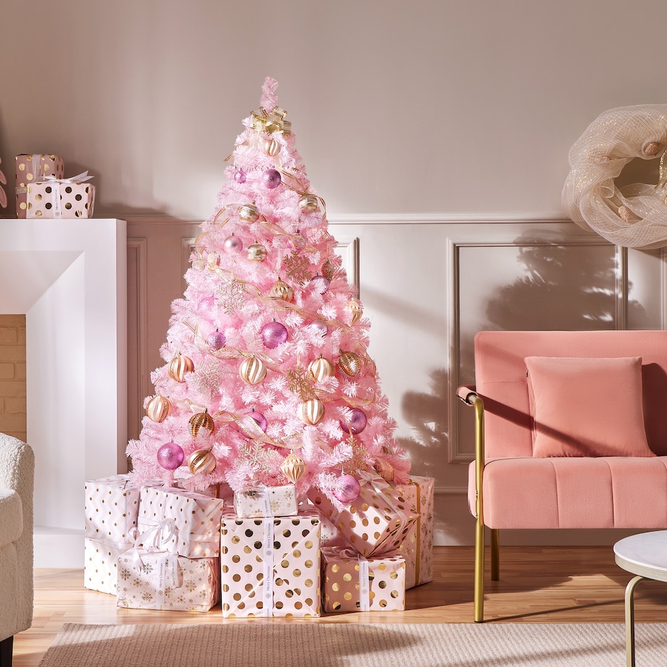image 1 of Yaheetech 5ft Artificial Christmas Tree with Foldable Stand, 398 PVC Tips, Pink