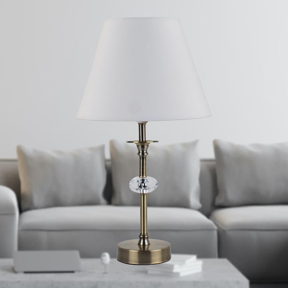 image 1 of Ivory Cotton 20cm Diameter Tapered Fabric Lamp Shade | White | Medium | 1