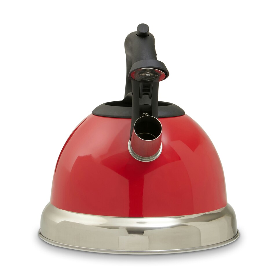 image 1 of Interiors by Premier 3000ml Red Whistling Kettle, Durable Stainless Steel Stovetop Kettle With Whistle & Cool Touch Handle