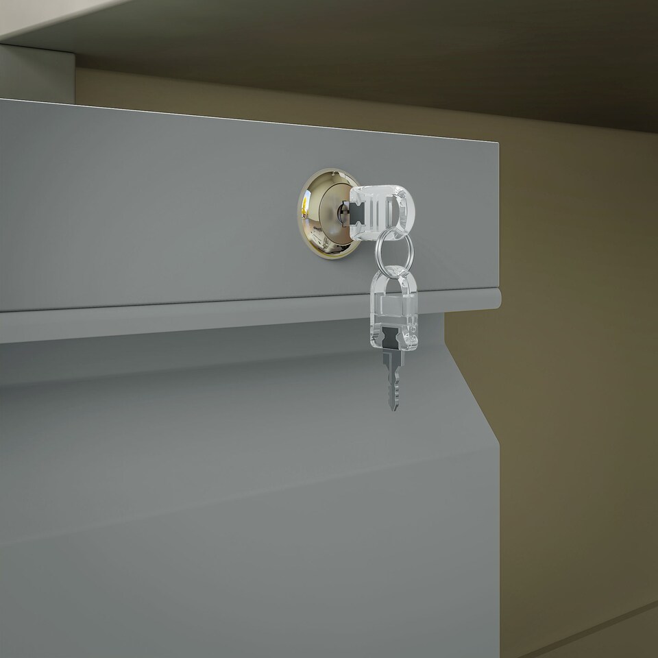 image 1 of Vinsetto 3-Drawer Filing Cabinet, Mobile Metal File Cabinet with Lock and 5 Wheels for A4 Legal Letter Sized Hanging File Folders, Under Desk Drawers, Pre-Assembled Body, 39 x 48 x 60 cm, Grey