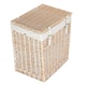 image 3 of Small Boutique White Wash Storage Laundry Hamper With Lining | White | White