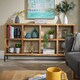 image 5 of Open Wide Bookcase Solid Wooden Mango Frame Iron Home Office Furniture Storage Brown