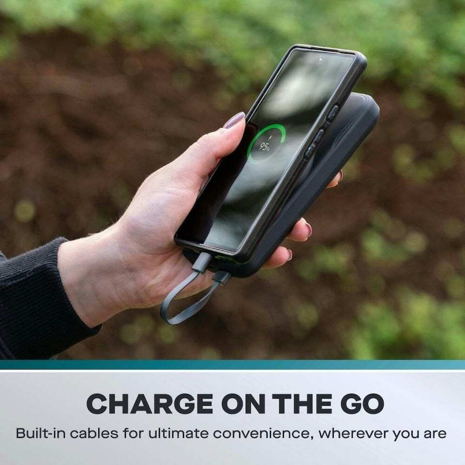image 1 of Daewoo 4-in-1 10000mAh Power Bank Portable Fast Charger Wireless Built in Cables Black